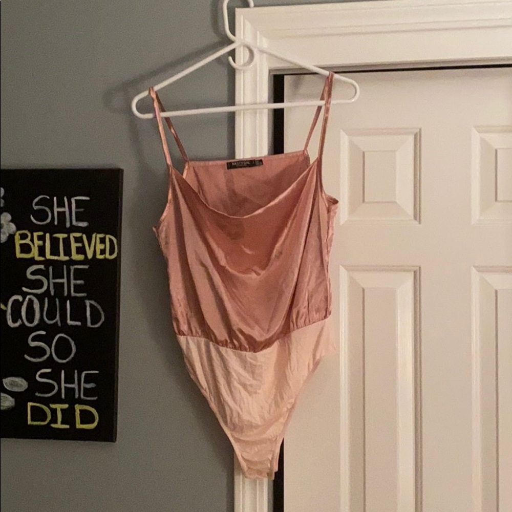 Cowl neck satin bodysuit NEVER WORN